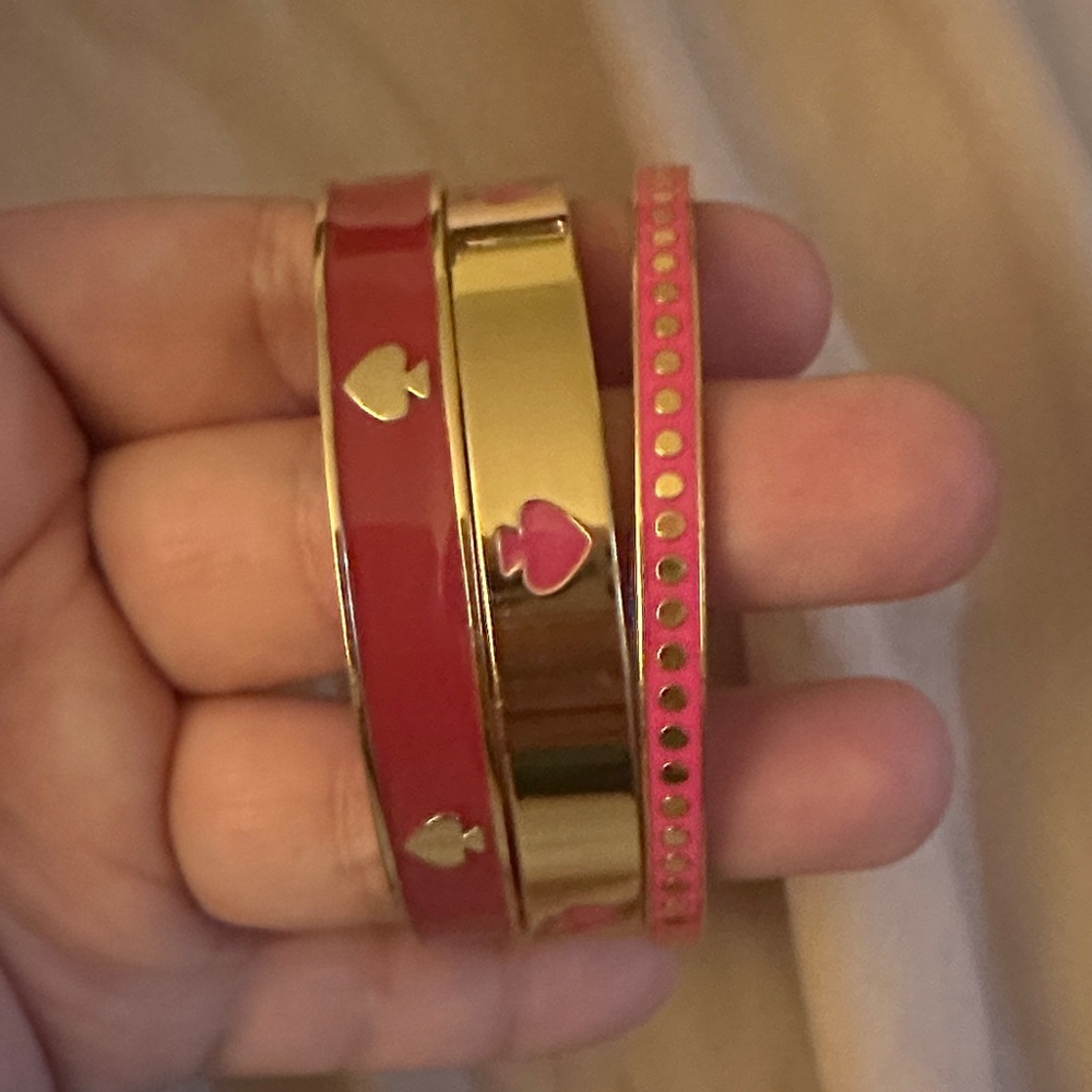 Kate Spade Gold and Pink Heart Bracelet Trio
